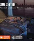 Couple sleeping in bed with time-setting feature of Smart LED Light Bulbs, 16 Million Color Changing Dimmable, Works With Alexa And Google Assistant