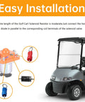 Golf cart with 3 Amp Golf Cart Solenoid Resistor Precharge Unit for easy installation and wiring instructions.
