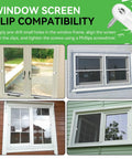 Slick Flush Mount Window Screen Clips With Flat Head Screws No Sweat Replacement Hardware For Storm Doors Super Tough White L5766 Design Quick Setup Bulk Pack installed on various window frames.