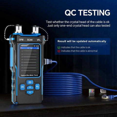 One-Stop Network Cable Tester Kit With RJ45 Crimp Tool And Optical Power Meter For Cat5 Cat6 Cat7 8P8C device on display