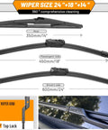 24 Inch And 18 Inch Windshield Wiper Blades With 14 Inch Rear Wiper For Mazda CX 5 And CX 9 2017 To 2025 All Season OEM Quality Replacement Set Pack Of 3
