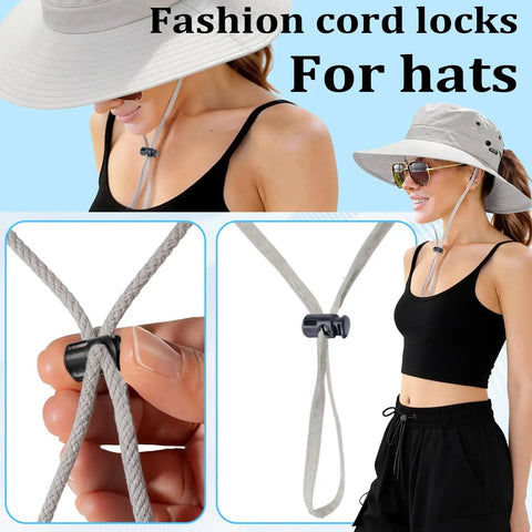 Ten Pack Paracord Cord Locks For Drawstrings Plastic Cord Lock Toggle Spring Stopper Clasp Easy Install Elastic Shoelace Tie Locks For Sweatpants Hoodies Shoes And Bungee Gear Ends Replacement Fits Up To 4.5 mm Rope on hat cord