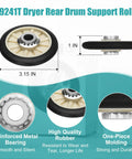 349241T dryer rear drum support roller with reinforced metal bearing and high quality rubber