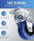 Close-up of Hardy As Nails Single Nonbraked Caster Wheel with plate mount for easy installation and smooth rolling.