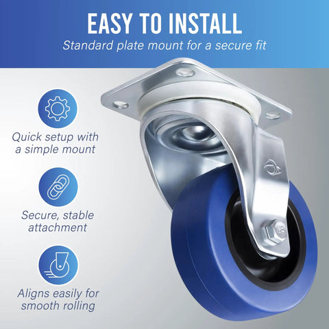 Close-up of Hardy As Nails Single Nonbraked Caster Wheel with plate mount for easy installation and smooth rolling.