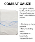 Combat gauze roll, white hemostatic gauze, 3 in x 12.5 ft, front view.