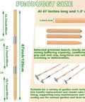 Wooden Hoe Handle Replacement 47 Inch Long With 1.3 Inch Diameter Tapered End Fits Hollow Hoe Forks Shovels Garden Rakes Pitchforks And Digging Tools Perfect DIY Garden Upgrade For Home Gardeners, showing diagram and product details.