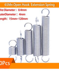 Built Tough 10 Pack Of Premium 304 Stainless Steel Tension Springs With Open Hooks For Shock Absorption And Quick Gear Repairs 4Mm Outer Diameter 120Mm Long, grouped by size.