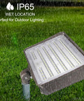 2 Pack 100W Outdoor LED Flood Light With Dusk To Dawn Sensor, 13000 Lumens, 5000K, IP65 waterproof rating, shown in rain