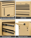 Beefy Heavy Duty 7 Drawer Rolling Tool Chest With Detachable Top On Wheels, Portable Tool Storage Cabinet For Garage, Shop, And Warehouse, Steel Tool Organizer Box In Green matte-finish steel drawers with ball bearing guides