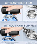 DIY Friendly Watch Back Opener Kit With Adjustable Wrench demonstrating with and without anti-slip film for easy watch repair