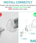 Replacement Swivel Elbow Connector For CPAP Hoses Fits F20 F30 Style Machines Quiet Vent Diffuser Keeps Sleep Peaceful Durable Elbow Adapter For Smooth Airflow No Fuss Install Replace Every 3 Months ItAll Supplies, mask frame install guide