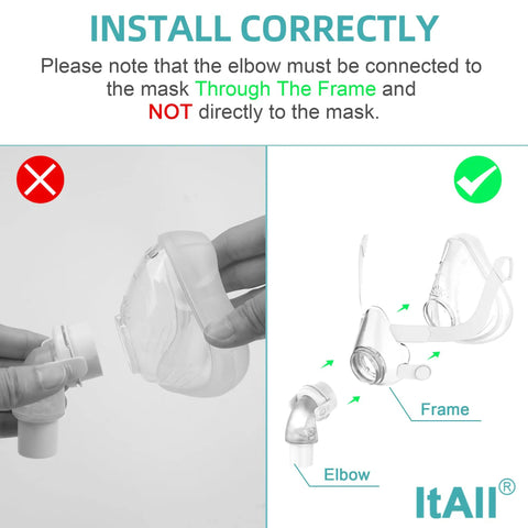 Replacement Swivel Elbow Connector For CPAP Hoses Fits F20 F30 Style Machines Quiet Vent Diffuser Keeps Sleep Peaceful Durable Elbow Adapter For Smooth Airflow No Fuss Install Replace Every 3 Months ItAll Supplies, mask frame install guide