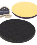 Heavy Duty Self Adhesive Felt Furniture Glides 16 Pack Brown Round Floor Savers Extra Thick Needle Felt Pads showing yellow and brown felt.