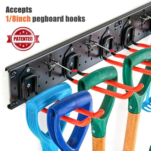 Heavy Duty Multi Storage Garage Hooks Wall Mounted Garden Tool Organizer Featuring Rock Solid Rails For Bikes Rakes Shovels Push Brooms And Outdoor Gear Top Shelf Home Layout Game Changing Clutter Crusher Solution