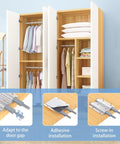 Open wardrobes with Heavy Duty Magnetic Push Latch Set 4 Pack Double Push To Open Cabinet Catches, installation methods shown.