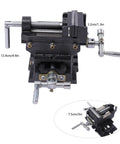 Pro Grade Top Shelf 3 Inch 2 Way Cross Slide Drill Press Vise With XY Travel Scales, cast iron build with flat steel jaws.