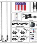 2 Pack 3ft LED Whip Light And 4 Rock Light Combo Kit with Spring Bases, Switch, Controller, and App Control accessories