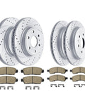Chevy Traverse Buick Enclave GMC Acadia Saturn Outlook front 12.80in and rear 13.03in drilled-slotted disc brake rotors with ceramic pads kit