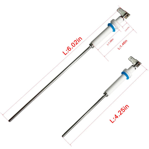 Premium Ceramic Steam Probe Set With O Rings For Breville Sage Dual Boiler Oracle And Oracle Touch Espresso Machines, two ceramic steam shafts with dimensions.