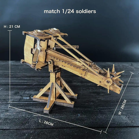 Mini Roman Ballista Siege Engine Kit for Tabletop Battles DIY Wooden Catapult Model 3D Puzzle STEM Project Medieval War Machinery for Kids and Adults Educational Fun and Hands On Building, 26x26x21 cm