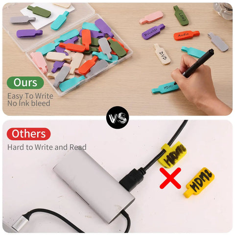 Large Size Cable Cord Labels For Wire Organization And Identification No Tape Or Twist Ties Needed Easy To Write On For Computer Cords Power Strips Charging Cables And More Durable Clear Adhesive, colorful hook-and-loop cable tags