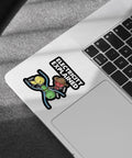 Close-up of laptop with Three Piece Electricity Explained Sticker Set With Funny Volts Amps Ohms Quotes For Electrical Engineers.