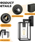 Close-up view of Two Pack Dusk To Dawn Outdoor Wall Lanterns With Automatic Sensor, showing E26 socket and clear lamp shade.