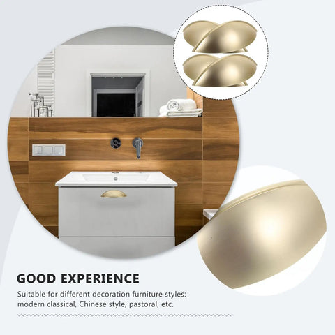 Half Circle Zinc Alloy Door Handles And Drawer Pulls In Dope Brushed Metal Finish Set Of Four Easy Install displayed on cabinet