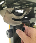 Pro Grade 9 Inch Benchtop Band Saw With 3.5 Amp Motor And Dual Speed Settings At 1700 And 2500 SPM showing blade adjustment mechanism.