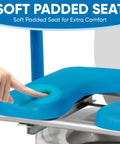 Must-Have Raised Toilet Seat With Handles For Seniors And Elderly Safety, Adjustable Height, Soft-Padded Armrests, Blue detail