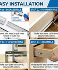 Step-by-step installation of Heavy Duty Locking Drawer Slides 53 Inch Width Full Extension Runners With Lock And Ball Bearing
