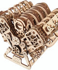 One Six Scale V8 Engine Wooden Model Kit For Adults With Moving Pistons Cam Shafts And Serpentine Belt 3D Mechanical Puzzle Hands On Diy Kit Functional Engine Replica With Electric Motor 776 Piece Count, angled view