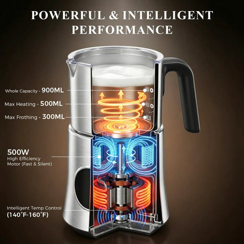 Electric Milk Frother And Steamer With Detachable Stainless Steel Jug For Hot And Cold Foam 4 In 1 Automatic Milk Warmer