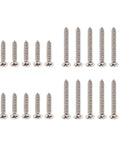 Heavy Duty Nickel Humbucker Pickup Frame Mounting Screws For Gibson Les Paul And SG Guitars showing 20 stainless steel screws.