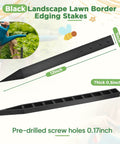 24 Piece 12 Inch Heavy Duty Landscape Lawn Garden Border Stakes Set Black Plastic Stakes For Easy Install DIY Friendly Yard Edging