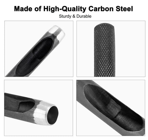 Close-up of Beefy 12mm Round Gasket Punch Tool Heavy Duty Carbon Steel Hollow Hole Cutter showing high-quality carbon steel build.