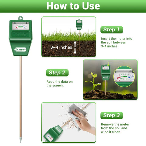 Instructions for using Soil Moisture Meter 2 Pack For Garden Lawn Farm Indoor Outdoor Use Hygrometer Sensor for Houseplants