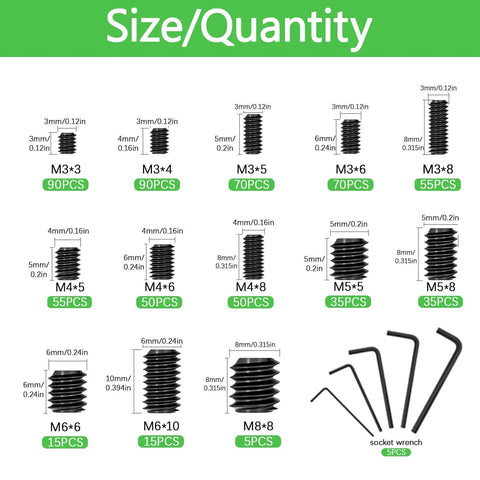 Pro Grade 1010 Piece Set Screw Kit With 25 Sizes For Metric And SAE Threads, 12.9 Alloy Steel, Includes 10 Hex Wrenches