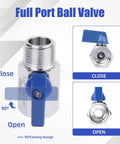 Five Pack Half Inch Mini Ball Valves Stainless Steel 304 NPT Female To Male Threads Shut Off Quarter Turn Bidirectional Flow