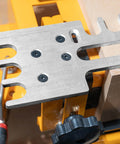 Close-up of a 12 Inch Dovetail Jig With Templates, Router Bits, And Guide Bushing for precise woodworking projects.