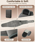 Wireless Heating Pad With Massager For Back Pain Relief Portable Wearable Heat Belt with 8000mAh battery, grey extension belt