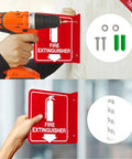 Fire Extinguisher Sign With Down Arrow 4 Pack 6 X 6 Inches Acrylic Wall Signs With 2 Pre Drilled Holes Includes Screws Or Adhesive Strips