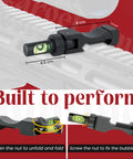 Anti Cant Bubble Level For Rifles With Picatinny Rail Base Mounted showing dimensions and fold feature.