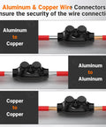 Two Port Inline Splice Connector Kit For Two To Fourteen AWG Aluminum To Copper Wire, Insulated Inline Splice Connectors, Heavy Duty Wire Splices For Car Boat RV Wiring, Includes Five Thirty-Second Inch Slotted Allen Hex, Six Pack, shown for aluminum to copper wire