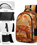 Autumn Forest Pumpkin Fox Printed Unisex Backpack With Large Capacity For Everyday Use Made From Durable Polyester Breathable Daypack With Smooth Zipper