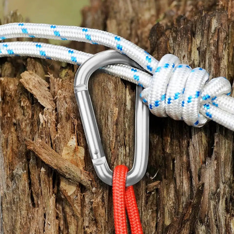 Six Pack 3 Inch Aluminum Carabiner Clips Keychain Hooks Silver Lightweight Durable for Everyday Carry and Key Fob Gear