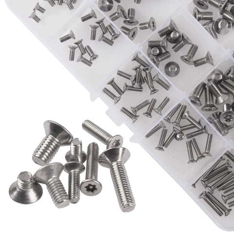 Torx Security Screws 150Pcs 304 Stainless Steel Tamper Resistant Machine Screws Set With 15 Sizes M3 M4 M5 in compartment box