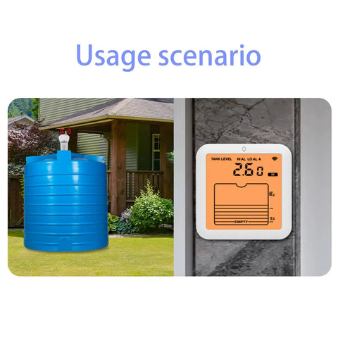 Wireless Water Level Sensor Ultrasonic Tank Level Meter No Fuss Install with IP65 Weatherproof Design in use on tank