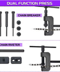Beefy Heavy Duty Motorcycle Chain Breaker And Splitter Tool Kit for breaking and joining 35 to 630 pitch chains, dual function press.